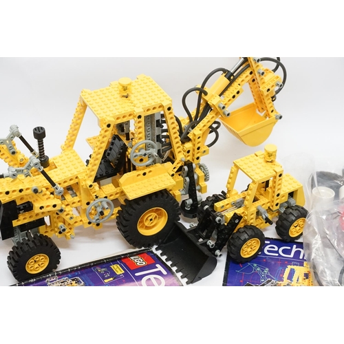 604 - LEGO Technic Sets 8862 backhoe & 8828 Front End Loader & V9 Motor & track etc. All Three come with i... 