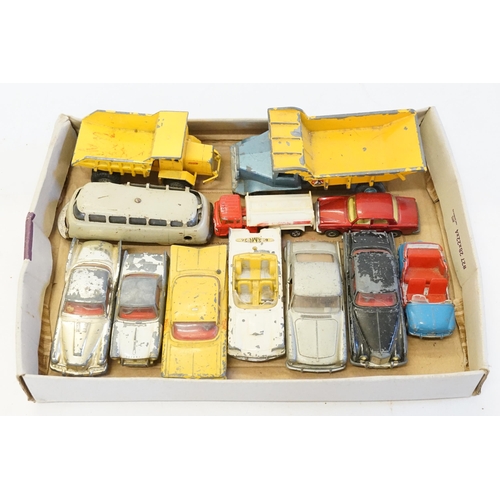 174 - A Tray of Play Worn Diecast to include Benbros, Corgi, Matchbox, Solido along with a Tin Plate Schuc... 