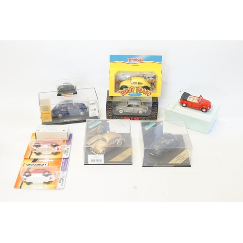 197 - A Collection of 9 x V.W. Beetle Boxed models to include Vitesse, Rio, Wiking, etc. All Boxed.