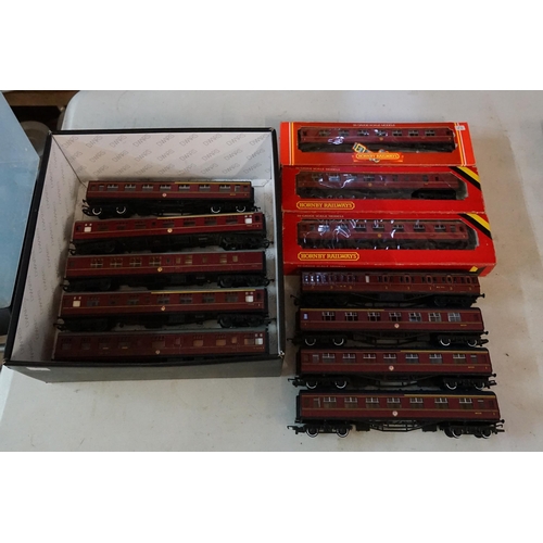 382 - Three Boxed Hornby LMS Coaches along with Nine unboxed British Railways & LMS Coaches.