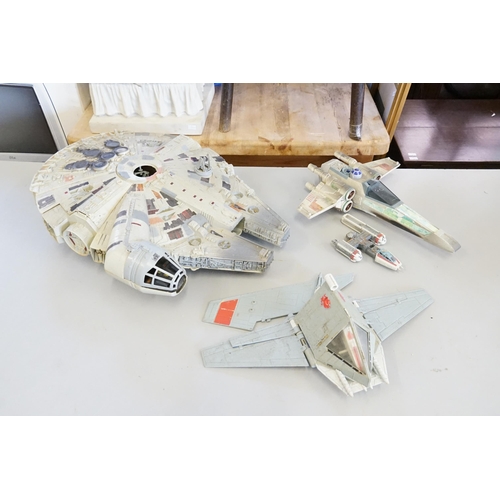 628 - A Collection of 1995 Star Wars Space Ships to include the Millennium Falcon, X-Wing, etc.