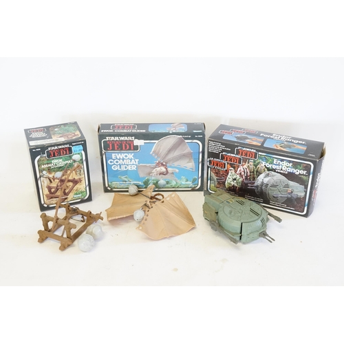 613 - Three Star Wars Return of the Jedi Kenner box sets, to include Ewok combat glider & assault catapult... 