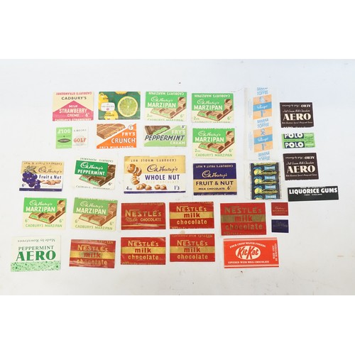 359 - A Collection of Original advertising Wrappers for Cadburys Fruit & Nut, Aero, Fry's Peppermint, Fry'... 