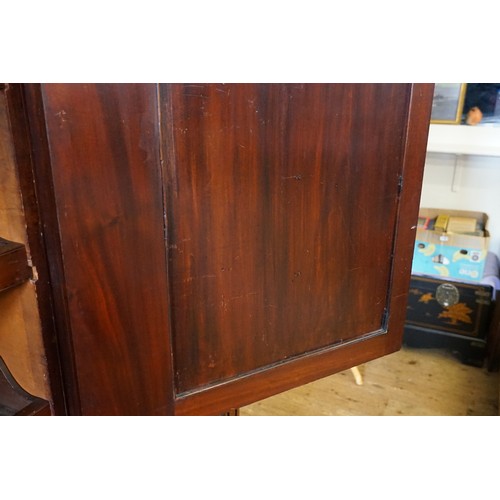 473 - An Edwardian Sheraton Revival design
Mahogany Holly & Painted decorated Wardrobe fitted Three Cupboa... 