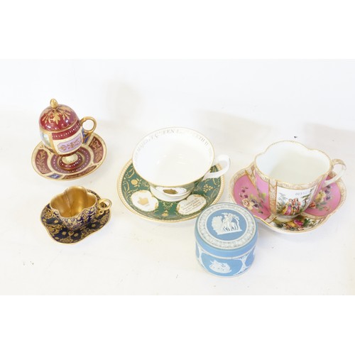 770 - An Augustus Rex Chocolate Cup & Saucer, a Vienna Chocolate Cup & Cover decorated with a Classical Sc... 