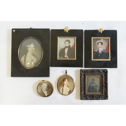 697 - A collection of miniature portraits, contained in frames.