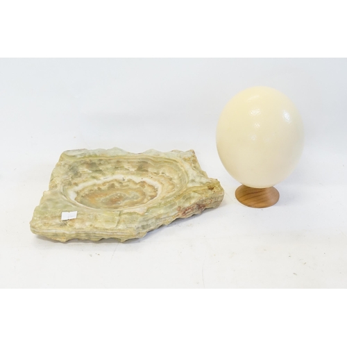 541 - A Large Ostrich Egg & a Brazilian Onyx Ashtray.