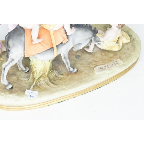 626 - A Capodimonte Study of Children on a Donkey, signed 