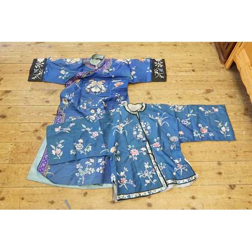 548 - A Ladies Manchu Dress consisting of a Multi Coloured Gold Braid Dress, Blue embroidered Short Sleeve... 