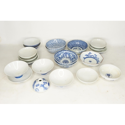 612 - Ex Collection of Rev. John Gage Waller. A Collection of Blue & White Saucer Stands, Lids, Two Floral... 