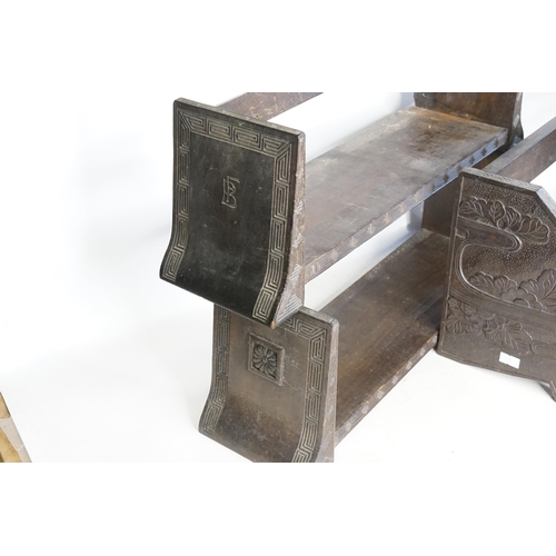 261 - Ex Collection of Rev. John Gage Waller. Three Chinese Carved Table Book Racks.