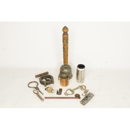 702 - Ex Collection of Rev. John Gage Waller. A Tibetan Hand Bell, Nut Crackers, Cork Screw, Bottle Opener... 