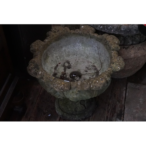 501 - A Reconstituted Two Division Classical Design Garden Urn with Scrolls & Gadrooned decorated. Standin... 