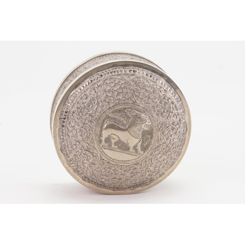 22 - A Continental Indian Silver Box decorated with a Stylised Lion.