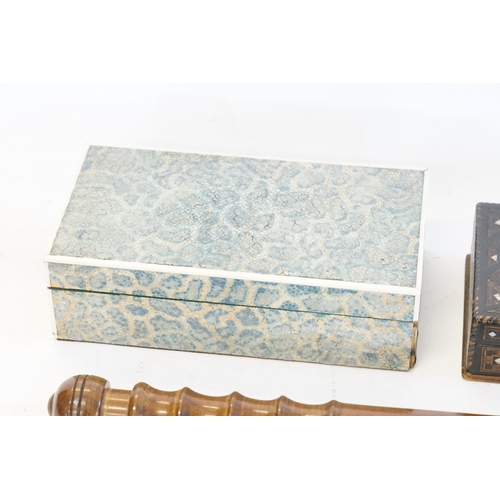 719 - A Turned Wood Truncheon, a Shagreen Box by Goldsmiths & Silversmiths & an Anglo Cigarette Box.