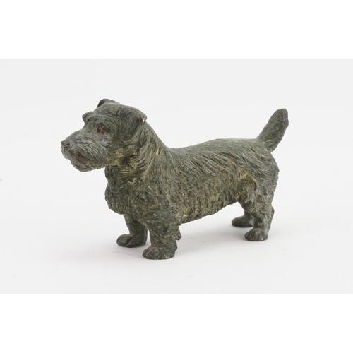 728 - An Austrian Cast & Patinated Bronze Study Scottie Dog. Measuring: 10cms long.