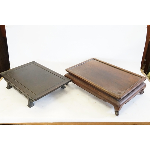 591 - Ex Collection of Rev. John Gage Waller. Two Japanese Squat Shaped Hardwood Table Cabinet Bases on Sw... 