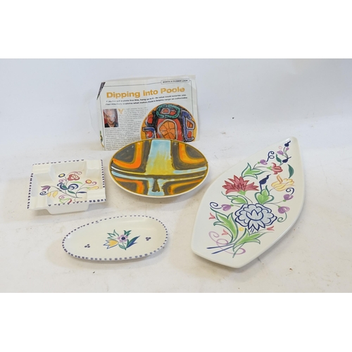 690 - A Poole Pottery Delphis Range Multi-Coloured Plate, a Fan Shaped Dish, an Ashtray & other items.