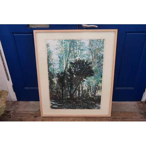 299 - An American Limited Edition Water Colour of Trees, Framed & Glazed. Measuring: 79cms x 97cms.