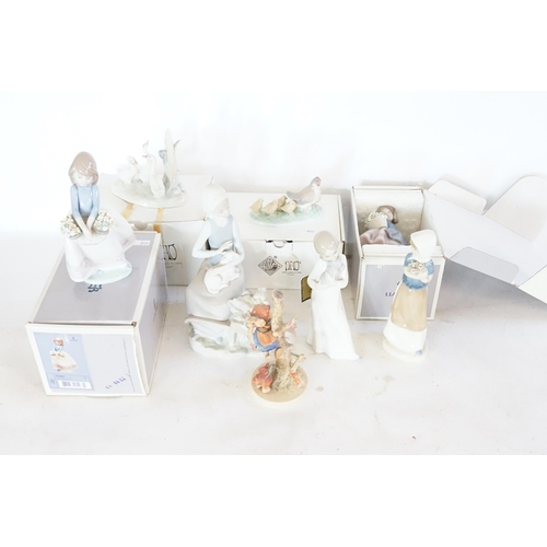 665 - A Collection of Lladro to include May Flowers, Sweet Scent, Girl with Barrow, Two Nao Figures of Gee... 