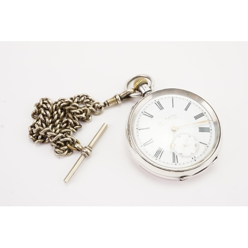 156 - A silver cased 0.935 marked hunter pocket watch, Roman numeral and sub second dial. Weight total 121... 