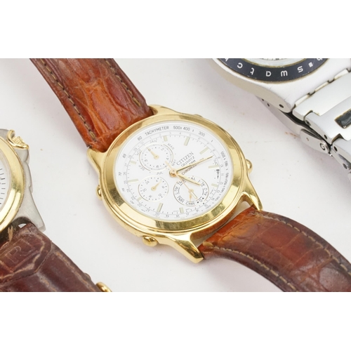 129 - A collection of cufflinks and watches, to include silver (approx weight 64g), along with a Citizen Q... 