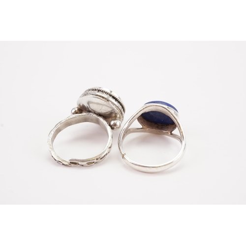 3 - A 1950's silver marked bon bon dish, along with two silver Lapis Lazuli set rings. Weight of dish 10... 