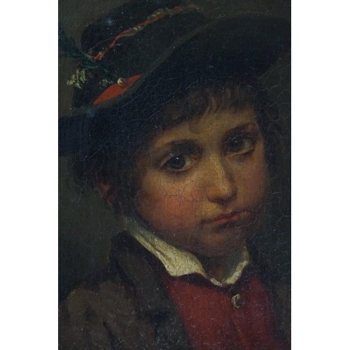 301 - A Late 19th Century School painted on Canvas of a Young Swiss Boy. Measuring: 34cms x 40cms.