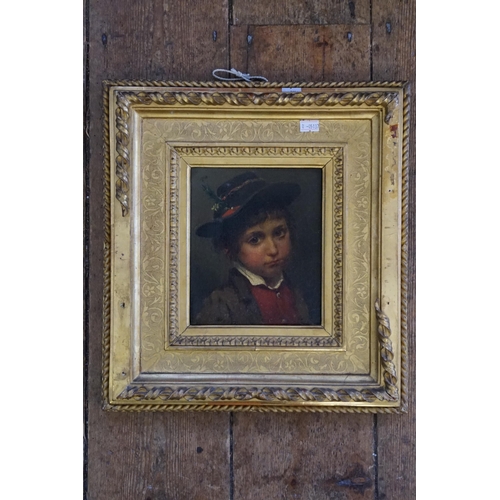 301 - A Late 19th Century School painted on Canvas of a Young Swiss Boy. Measuring: 34cms x 40cms.