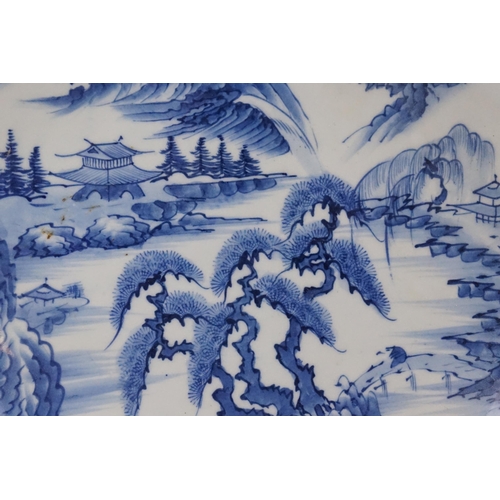 589 - Ex Collection of Rev. John Gage Waller.  A Large Japanese Blue & White Mountainous Landscape Saucer ... 