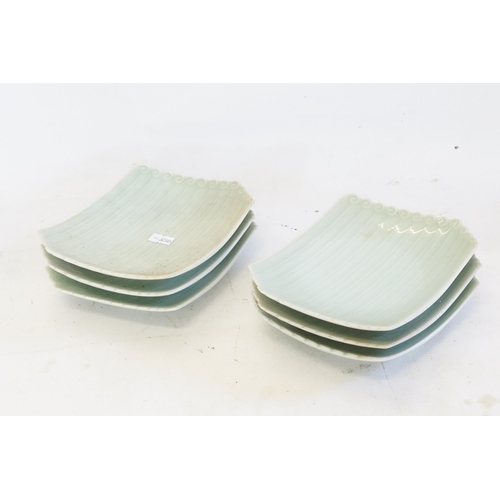 575 - Ex Collection of Rev. John Gage Waller. A Set of 6 Celadon Glazed Swirl patterned Dishes.