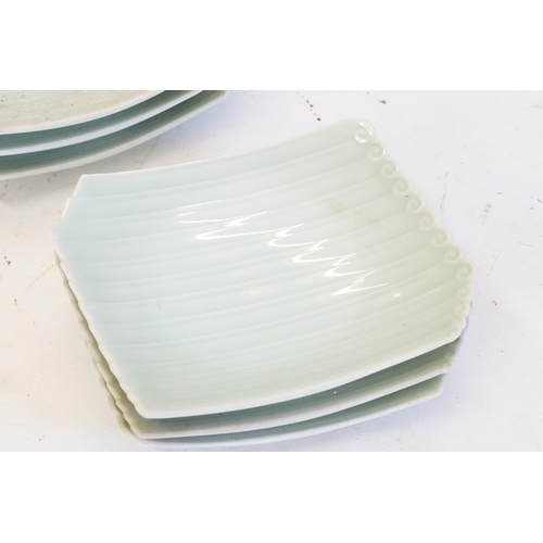 575 - Ex Collection of Rev. John Gage Waller. A Set of 6 Celadon Glazed Swirl patterned Dishes.