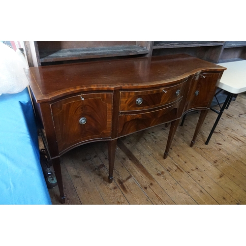 419 - A Georgian design Bow Fronted Sideboard of Sheraton inspiration resting on Square Legs. Measuring: 1... 