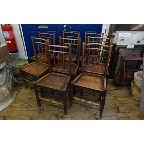 432 - A Set of 8 Harlequin 19th Century Oak & Elm Country Dining Chairs.