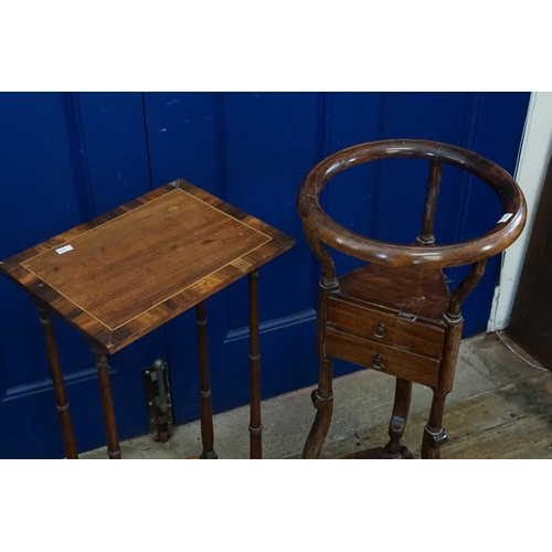 436 - A Georgian design Wash, Jug & Basin stand with Triangular Drawers, Swept out feet & an inlaid Top Si... 