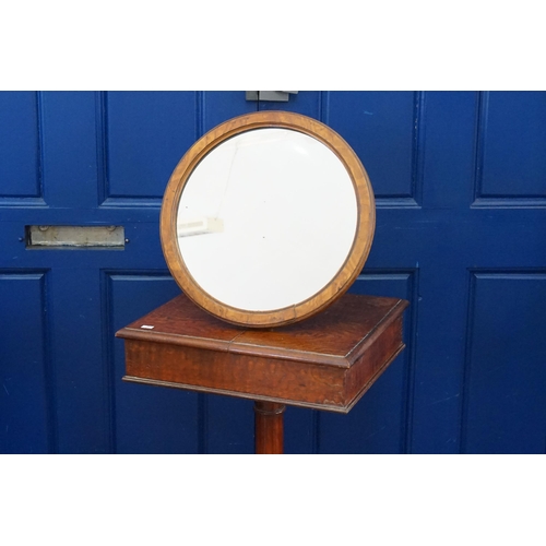 437 - A Victorian Elm Shaving Stand with Circular Adjustable Mirror on turned column & a Tripod Base.