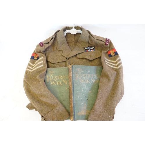 245 - A British WWII 2nd SAS Parachute Reg officers jacket and badges. Kings Crown War officer unit insign... 