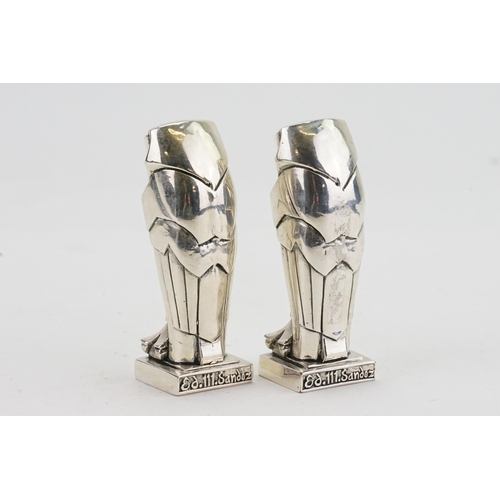 38 - A pair of 800 marked Art Deco style owl salt and peppers, by Ed. 111. Sandoz. VENDOR ESTIMATE INCREA... 