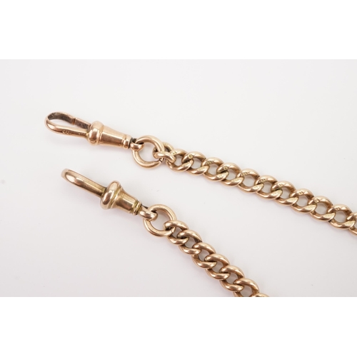 91 - A circa 1920's 9ct gold Albert chain and T bar, each link marked. Weight 39.7g. Length 47cm.