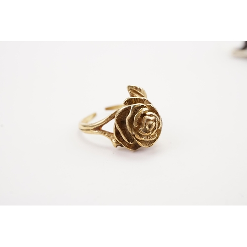 93 - A 9ct gold floral design ring. AF. Weight 5.3. Along with a Sekonda wristwatch.