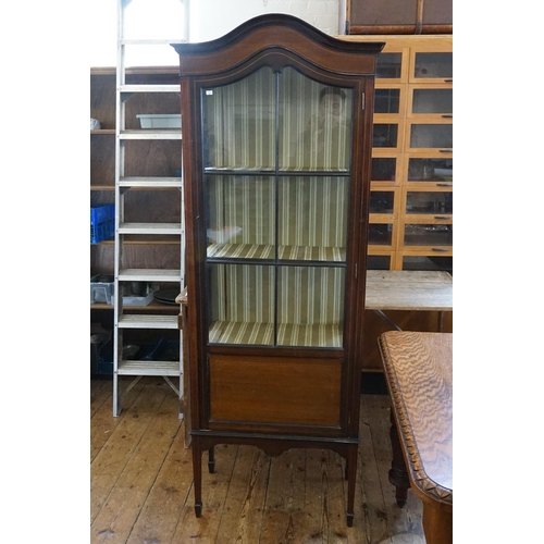 484 - An Edwardian Inlaid Cabinet with Two Shelves & Glass Doors & Sides. Measuring: 69cms across x 35cms ... 