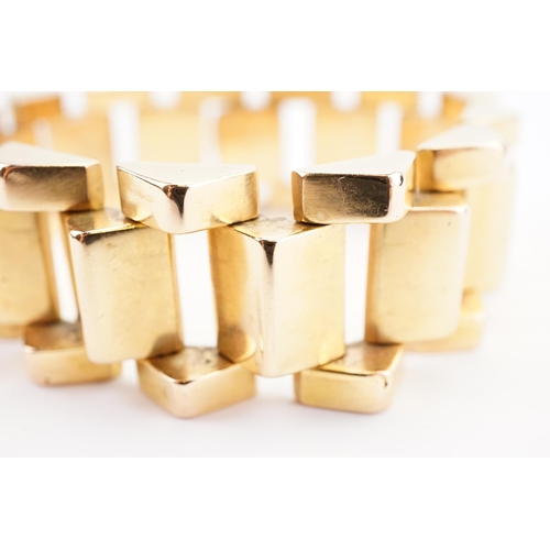 113 - Ex Collection of Mariam Jans Daughter. A heavy high carat gold tank track bracelet, circa 1950's. We... 