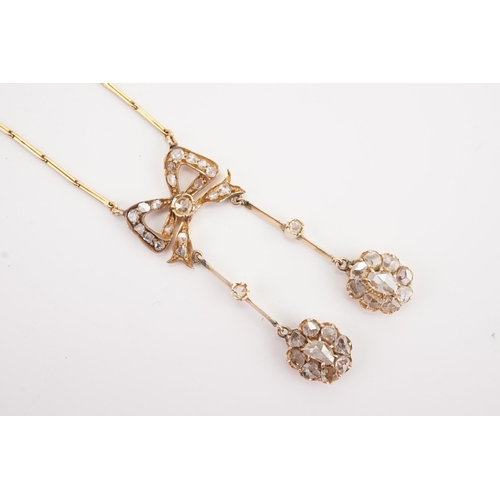 106 - Ex Collection of Mariam Jan (Merjan). A high carat gold rose cut diamond set necklace, circa 1890's ... 