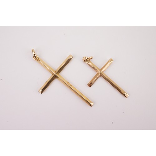 117 - Ex Collection of Mariam Jans Daughter. A pair of high carat gold cross pendants. Weight 5.4g. (No.18... 