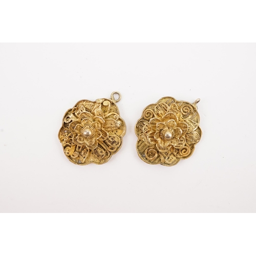 109 - Ex Collection of Mariam Jan (Merjan). A pair of silver filigree pendants. (No. 20)