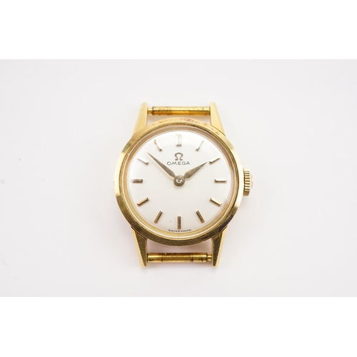 137 - A ladies 18ct gold Omega dress watch, with mechanical movement 2683/4 caliber. Weight 5g total.