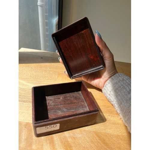 550 - Ex Collection of Rev. John Gage Waller. A Pair of Chinese Mutton Fat Jade Topped Hardwood Box decora... 