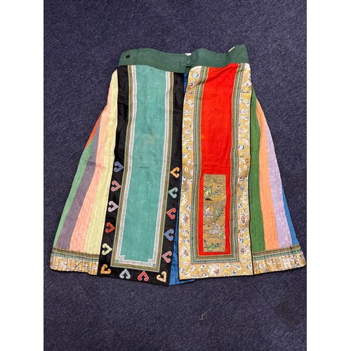 548 - A Ladies Manchu Dress consisting of a Multi Coloured Gold Braid Dress, Blue embroidered Short Sleeve... 