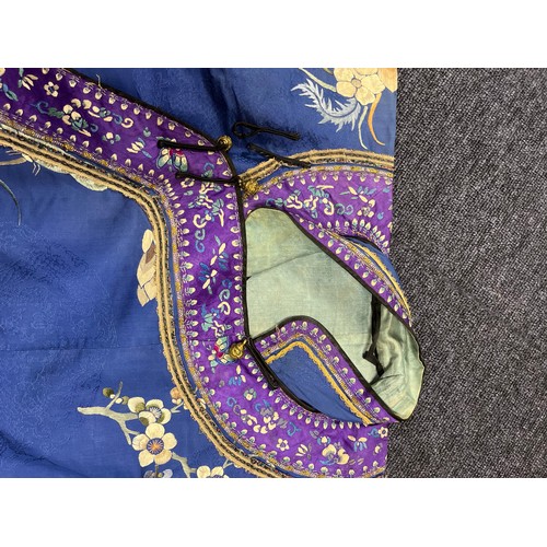 548 - A Ladies Manchu Dress consisting of a Multi Coloured Gold Braid Dress, Blue embroidered Short Sleeve... 