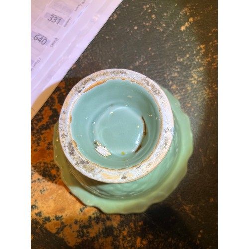 603 - Ex Collection of Rev. John Gage Waller. A Celadon Glazed Incense Stand, a Brush Washer & a Green Gla... 